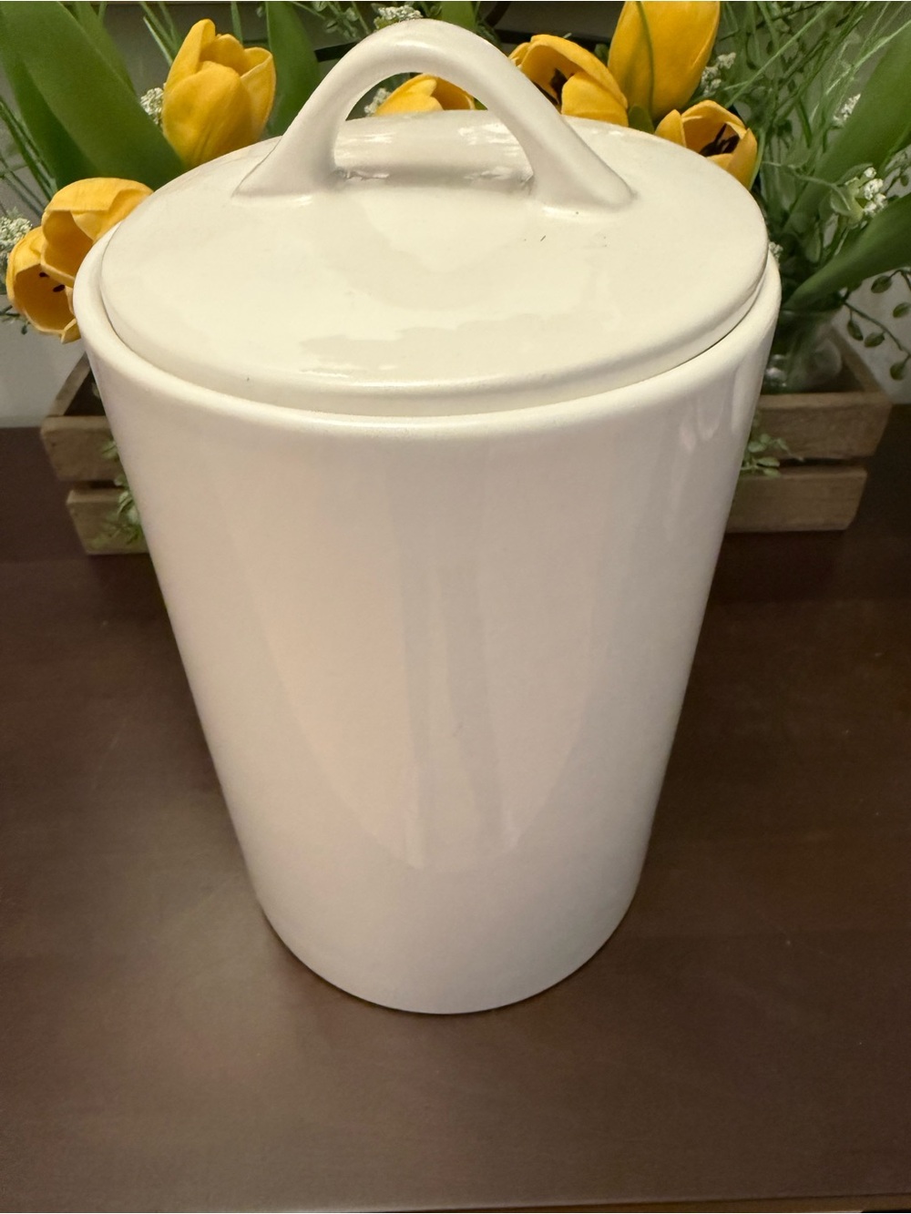 White Ceramic Lidded Canister - Simple Kitchen Storage